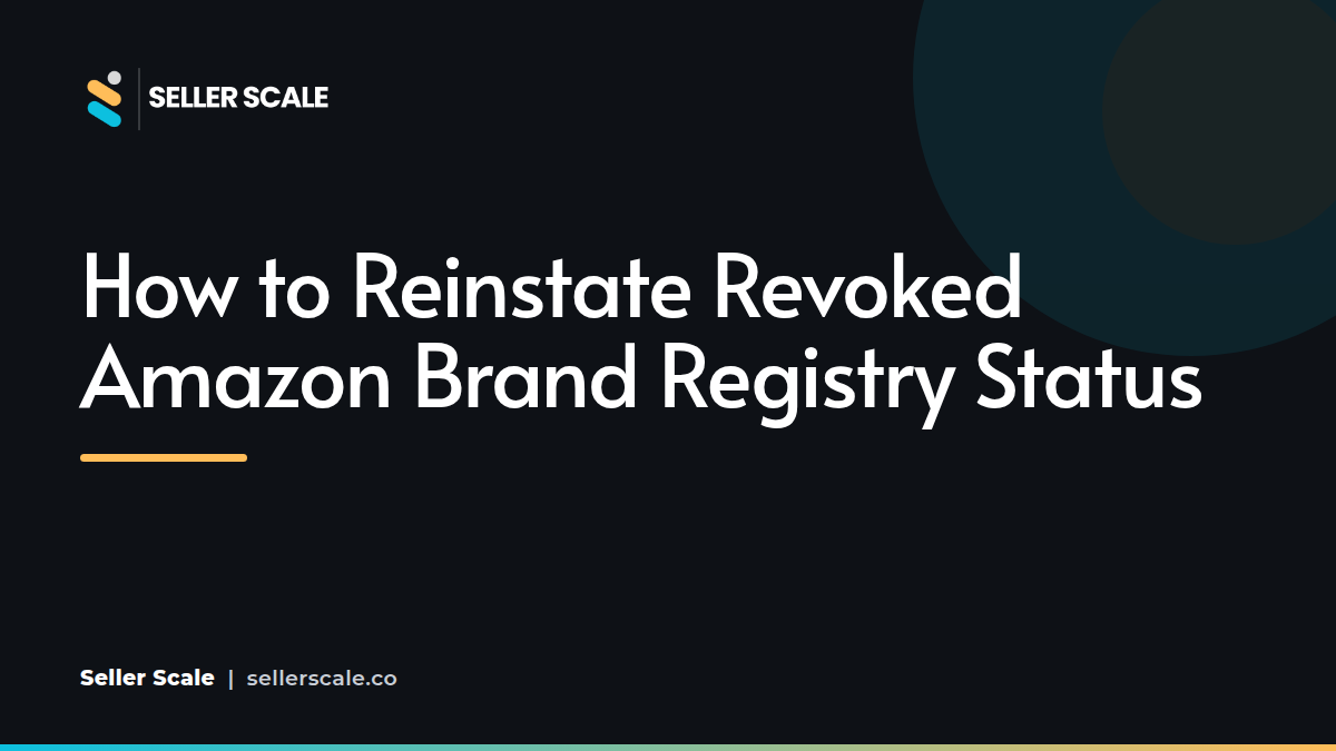 Amazon Brand Registry dashboard showing a revoked status alert